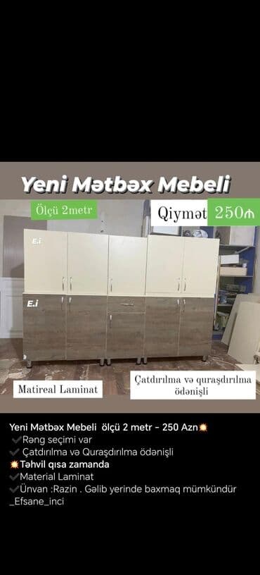 Ağ və tünd boz rənglərdə olan bu mətbəx mebeli dəsti, funksionallığı