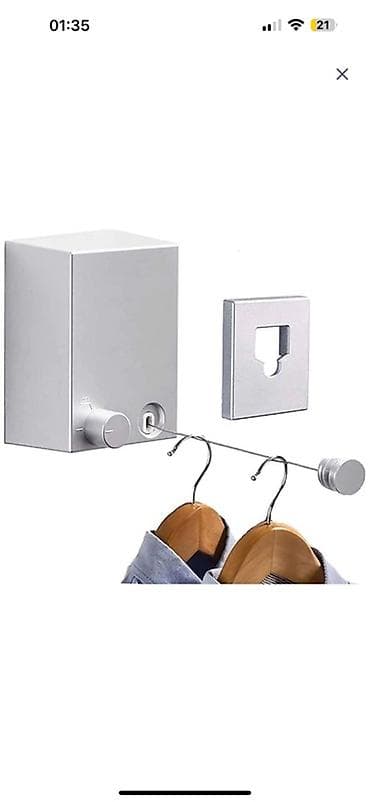 Çəkilə bilən paltar asılqanı – divara quraşdırılan, ipli, kompakt