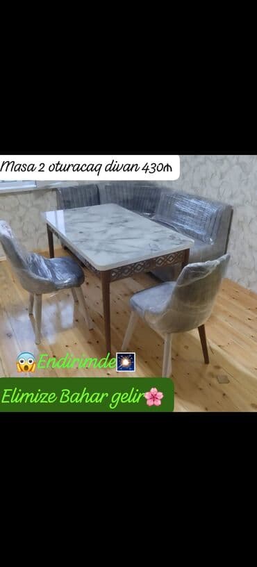 stol desdi: Qonaq otağı üçün, Açılmayan, Dördbucaq masa, 4 stul — 13