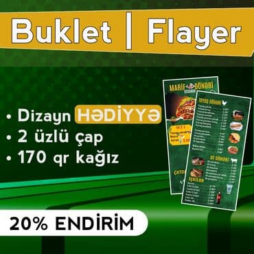 • Buklet • Flayer • Diklet • Menyu • Stiker • Yelkən Bayraq • Roll up