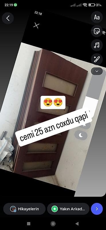 qebir sekilleri: Daxili taxta qapı - Material: ağac əsaslı panel, tünd qəhvəyi rəng - — 1