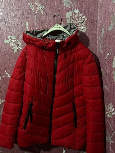 qadin pencek: Qadın qışlıq puf şişmə gödəkçə - Rəng: parlaq qırmızı, iç hissə boz - — 1