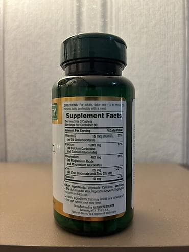 Vitaminlər və BAƏ: Nature’s Bounty Calcium Magnesium Zinc + Vitamin D3 – mineral — 2