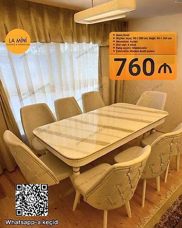 Qonaq otağı üçün, Açılan, Dördbucaq masa, 6 stul lalafo.az -da Qonaq otağı üçün, Açılan, Dördbucaq masa, 6 stul