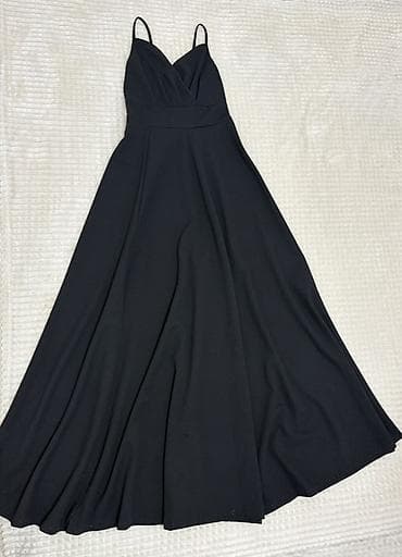 Qara uzun gece/libas - Model: nazik ipli, V-kəsimli sinə hissəsi — 1