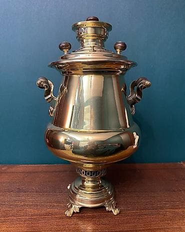 samavar: Mis samovar – klassik “qazanlı” model - Material: parlaq cilalanmış — 2