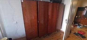 4 qapılı, Qəhvəyi, Taxta, Açılan, Düz dolab