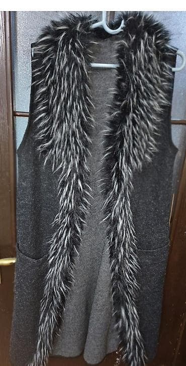 aşbaz geyimi: Qadınlar üçün uzun jilet/kardiqan - Rəng: tünd boz - Model: qolsuz — 1