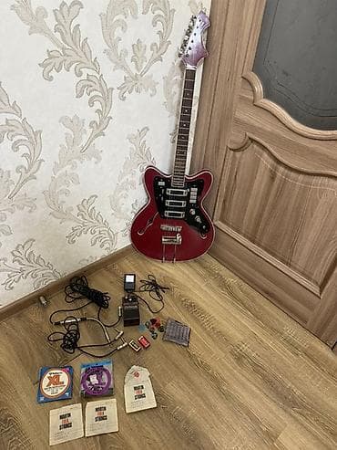 Musiqi alətləri: Satılır: elektrik gitar dəsti Jolana Tornado - Qırmızı yarım-hollow — 1
