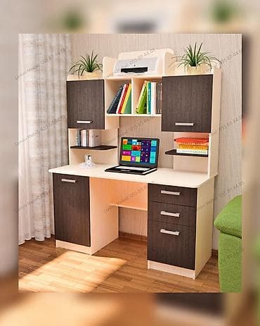 Düz masa, Stulsuz, Polkalı, Siyirməli, Sadə laminat — 1