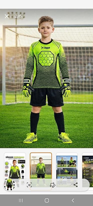 futbol corabı: Uşaq qapıçı dəsti – Liggo markası, 6 parça set Tərkib: - Forma — 2