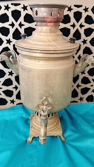 antika: Antik mis samovar - Material: mis (bürünc tonlu), masif gövdə — 7