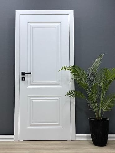 Ağ rəngli interyer qapısı - Klasik panel dizaynı: iki dərin relyef