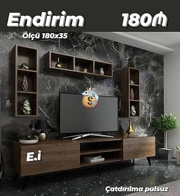 mətbəx rəfi: Düz TV altlığı, Polkalı, Taxtalı — 1
