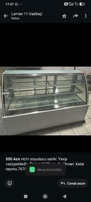 *550 Azn* vitrin soyuducu satılır. Yaxşı vəziyyətdədir. Ölçüsü 2/70