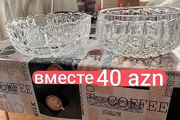 Kolleksiya üçün 2 ədəd şüşə/kristal salat qabı dəsti. - Material