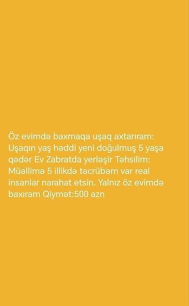 Öz evimdə uşaqa baxıram