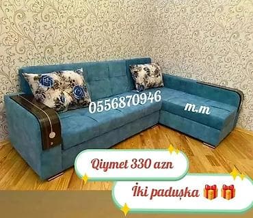 Sifarişlə ev mebeli: Künc divan, Qonaq otağı üçün, Parça, Bazalı, Açılan, Kitab — 1