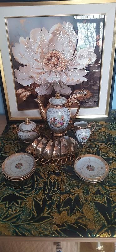 b çay servizi var: Çay dəsti, rəng - Qızılı, Farfor — 2