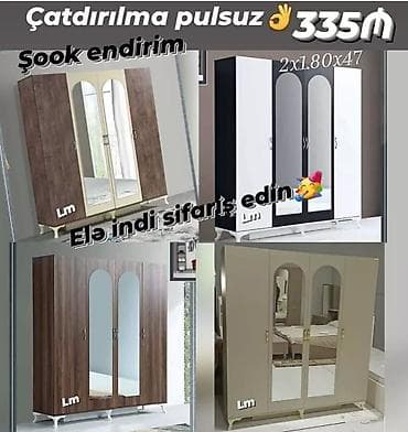 dolab skaf: *_dolab_* *4 qapılı* _*fabri̇k i̇stehsali*_ qiymət : *350₼* deyil❌❌ — 1