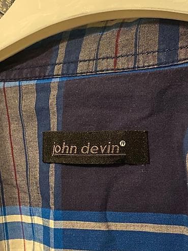 John Devin kişi köynəyi - Naxış: iri dama (mavi, tünd göy, boz və — 3