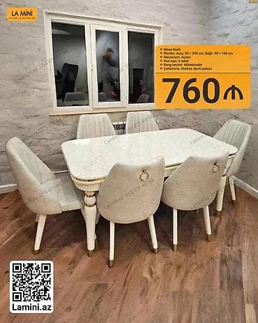 stulla: Açılan, Dördbucaq masa, 6 stul — 1
