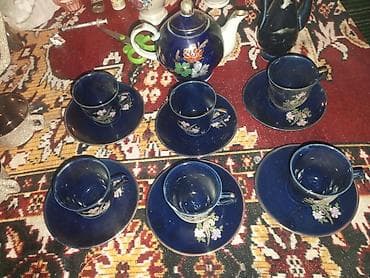 açar dest: Çay dəsti, rəng - Göy, Farfor — 2
