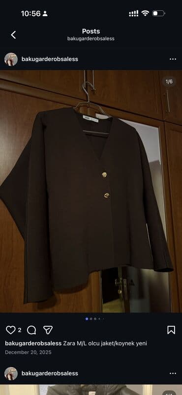 Daewoo: Zara qadın üst geyimi – jaket/köynək tipli model - Ölçü: M/L (etiketdə — 1