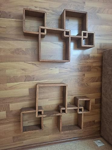 dekor ref: Dekorativ divar rəfləri – taxta, modul quruluşlu - Material: təbii — 1