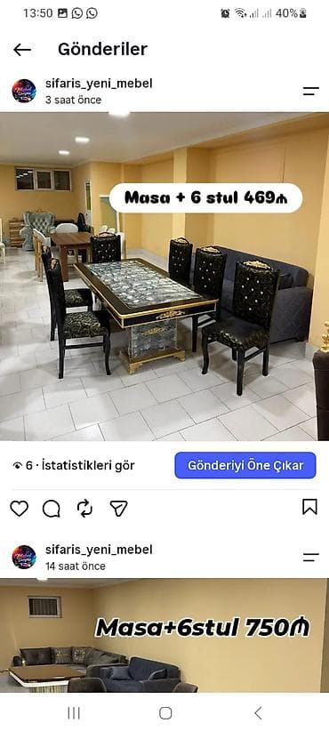 balkon stul: Masa + 6 stul dəsti - Klassik üslubda şık dizayn - Qara rəngli — 1
