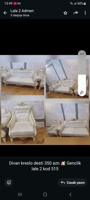 divan dəsdi: Divan, Kreslo, Bazasız, Açılmayan — 1