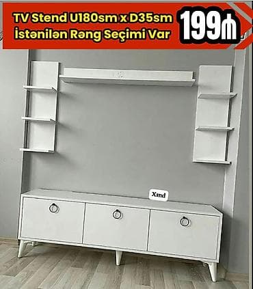 kitab refi mebel: TV stend dəsti – 199₼ Ölçü: 180 sm (eni) x 35 sm (dərinlik) İstənilən — 1