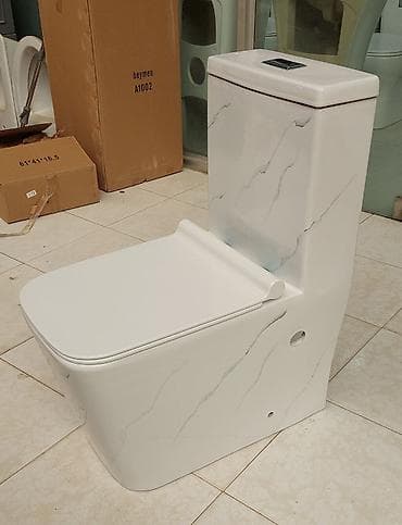 Сантехника: Mermer naxışlı təkblok unitaz - Birgə gövdəli (monoblok) dizayn: çən — 1