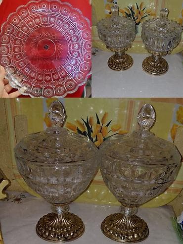 qədimi serviz: Məişət qabları dəsti – şüşə və porselen - 6 edədi 10 Cristalleria — 4