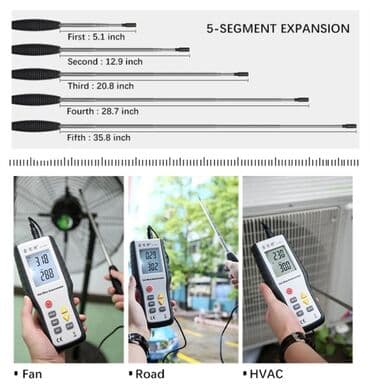küləyin sürətini ölçən cihaz: Anemometr. Model: HTI HT-9829 - Külək sürəti və temperatur ölçən — 2