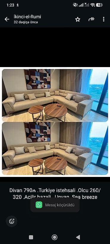 Divan 790₼ .Turkiye istehsali .Olcu 260/ 320 .Acilir bazali . Unvan — 1