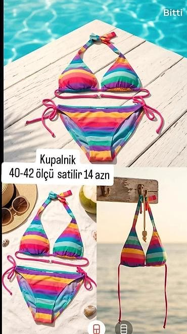 40: Rəngli zolaqlı iki hissəli kupalnik - Ölçü: 40–42 - Qiymət: 14 AZN — 1