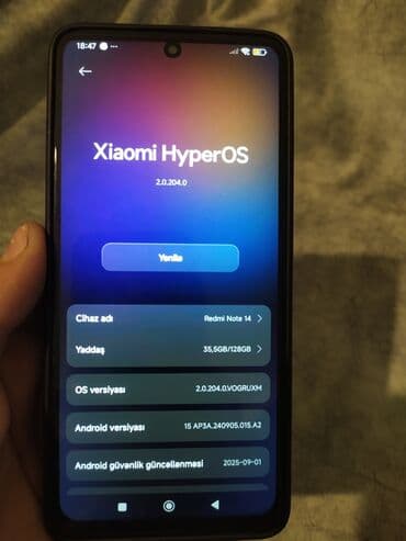 xiaomi 11t irşad qiymeti: Redmi Note 14, 128 GB, rəng - Mavi, Face ID — 6