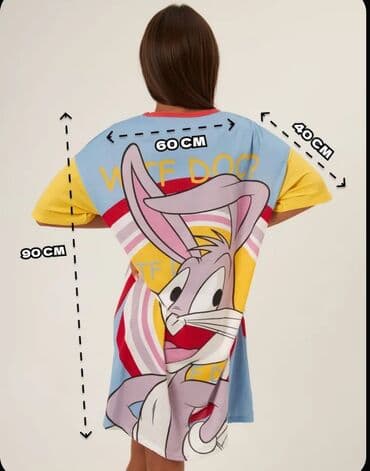 saç rəngləyən şampun: Qrafikli rahat ev donları (Tunika) - Model: qısaqollu, dizə qədər — 12