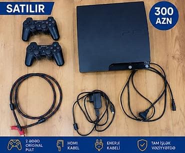 sony 7c: PS3 Slim oyun konsolu satılır. Komplekt: - PS3 Slim konsol - 2 ədəd — 1