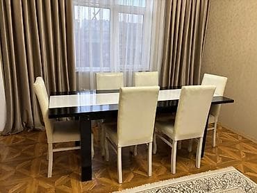 Qonaq otağı üçün, Dördbucaq masa, 6 stul — 2