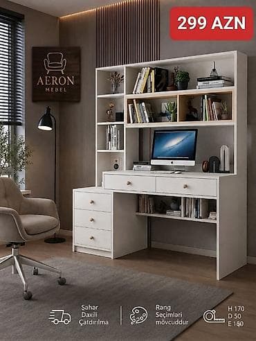 taxta nərdivan: Masa və rəf sistemi – Aeron Mebel Yazi masasi:150×170×50 baki-Sumqayit — 1