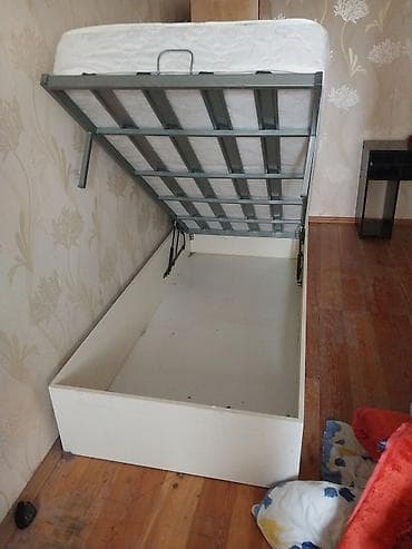 islenmis matras: Bir nəfərlik qaldırma mexanizmalı çarpayı və döşək - Rəng: açıq — 2