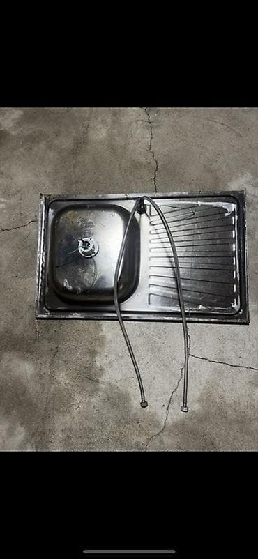 Borular: İşlənmiş Düzbucaqlı Mətbəx çanağı, Şkafsız, Paslanmaz polad, Ünvandan götürmə — 2