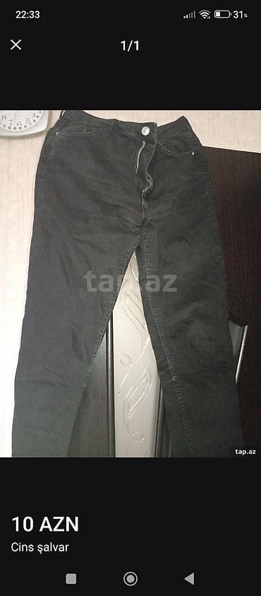 Cinslər: Qara rəngli cins şalvar - Model: dar kəsim (slim/skinny stilinə — 1