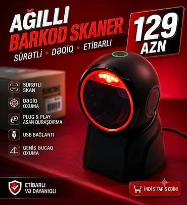 printer almaq: Masaüstü 2D barkod oxuyucu - 360° skan edən masaüstü model — 1