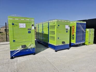 generator: Yaşıl və göy rəngli Genpower dizel generatoru. Elektrik enerjisi tələb — 8