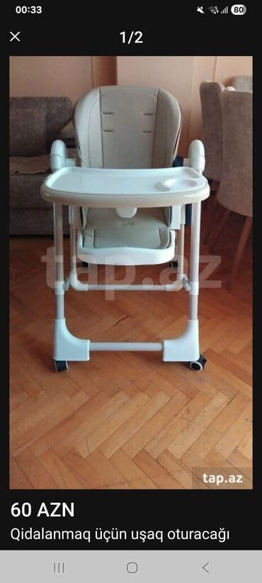 ana bala dəst: Uşaqlar üçün yemək stulu - Rəng: ağ-bej - Yumşaq, dəstəkləyici — 2