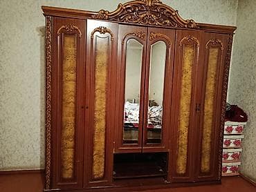 6 qapı, Güzgülü, Qəhvəyi, Taxta, Açılan, Düz dolab