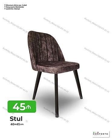 balkon stul: Stul – 40×45 sm - Yumşaq, velür tipli parça üzlük - Dərin, dik — 1